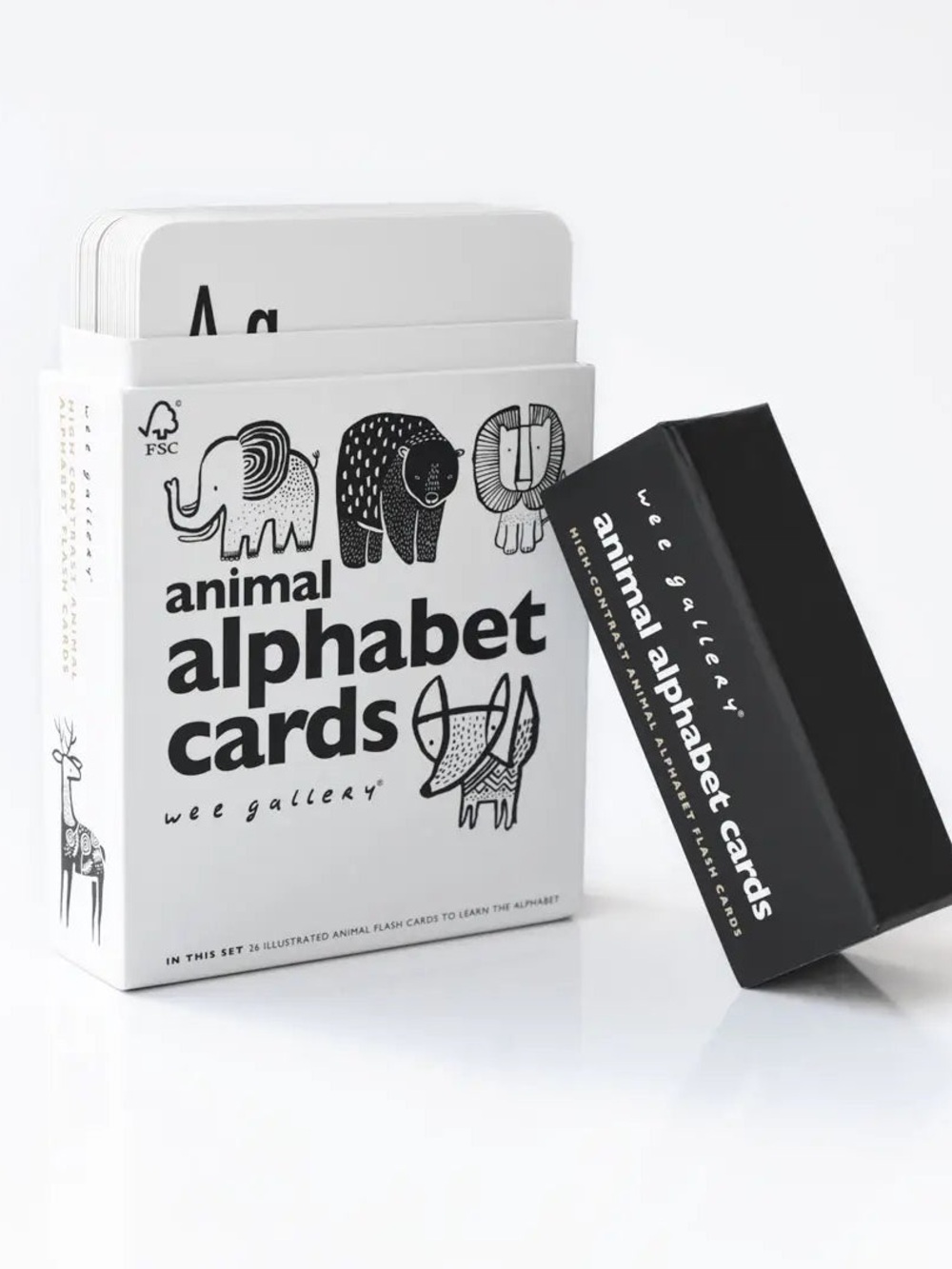 Wee Gallery Animal Alphabet Flash Cards 26 High Contrast Cards New